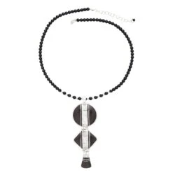 Desert Beauty Ebony & Onyx Silver Necklace Handcrafted In Niger