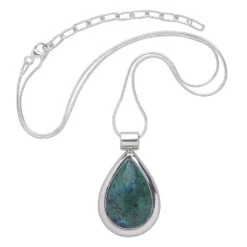 Turquoise Teardrop Sterling Silver Necklace Handcrafted In Peru
