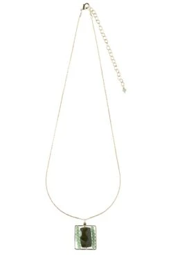 Green Square Vasonite Necklace Handcrafted In India