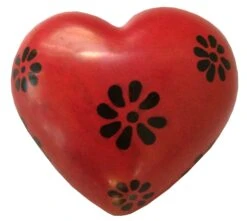 Heart-Shaped Kisii Stone Paperweight Handcrafted In Kenya 17 Heart-Shaped Kisii Stone Paperweight Handcrafted In Kenya -FUNKO || Ooly || Enesco Shop Red Black Flower