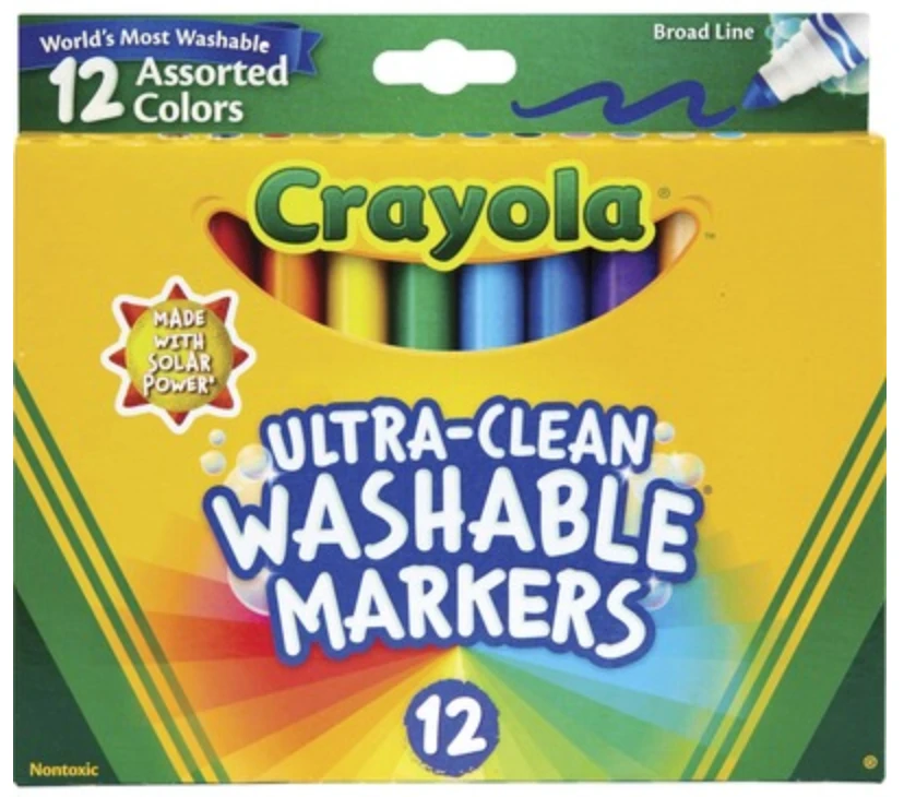 12 Count Crayola Ultra-Clean Broad Line Washable Markers Assorted Colors 3 12 Count Crayola Ultra-Clean Broad Line Washable Markers Assorted Colors