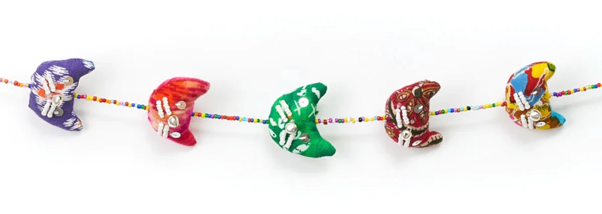 Dulari Cat Garland - Upcycled Sari Fabric Decoration 4 Dulari Cat Garland - Upcycled Sari Fabric Decoration - Image 2