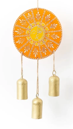 Henna Treasure Sun Bell Wind Chime - Hand Painted Patio Decor