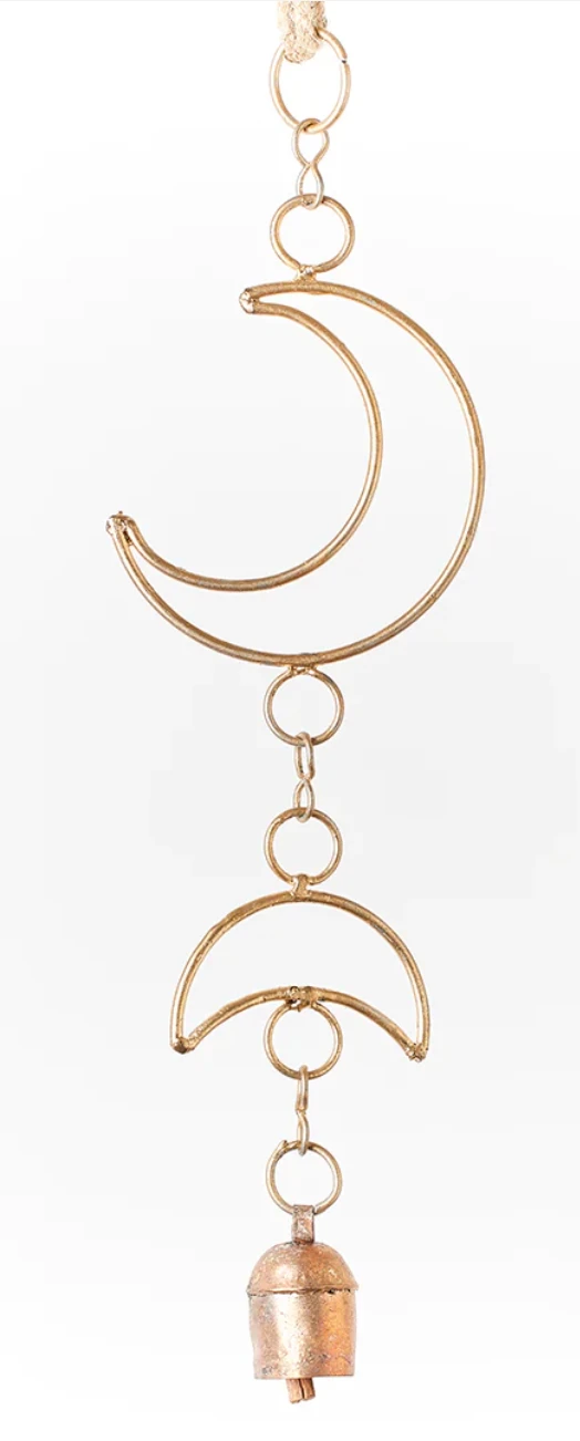 Indukala Small Moon Phase Bell Wind Chime - Handmade 3 Indukala Small Moon Phase Bell Wind Chime - Handmade
