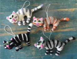 Kitty Cat Hand-Felted Wool Ornament Handcrafted In Nepal