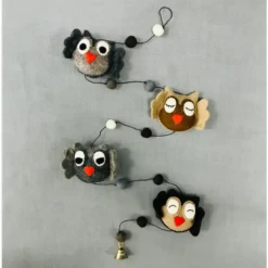 Owls Felted Wool Garland Handcrafted In Nepal