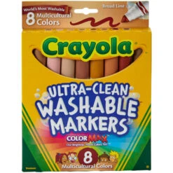8 Count Crayola Ultra-Clean Color Max Broad Line Washable Markers Multicultural Colors