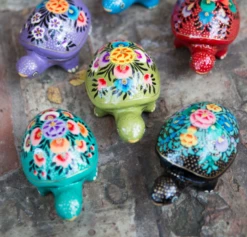 Paradise Handpainted Turtle Box Handcrafted In India ~ Assorted Colors