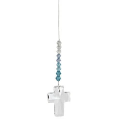 Aquamarine Crystal Cross Suncatcher