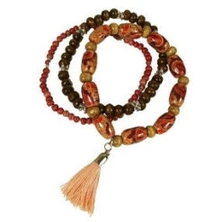 Wooden Bracelets Set With Tassel Handcrafted In Guatemala